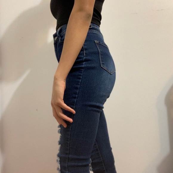 These are dark blue distressed fashion Nova jeans - Picture 2 of 2